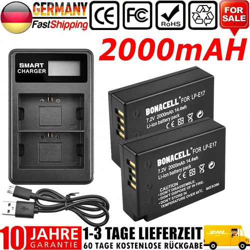 2000mah e17 akku - lp-e17, lcd
